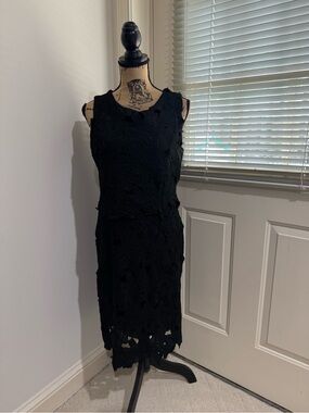 Ellen Tracy Black Lace Midi Dress
